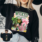 ✨ Wicked “Defying Gravity” Gildan 18000 Sweatshirt 🌙💚💗 | Magical Coquette Front & Back Design 🧙‍♀️🎀