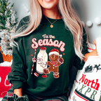 Tis the Season Retro Milk and Gingerbread Man Christmas Gildan 18000 Sweatshirt