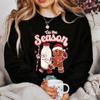Tis the Season Retro Milk and Gingerbread Man Christmas Gildan 18000 Sweatshirt