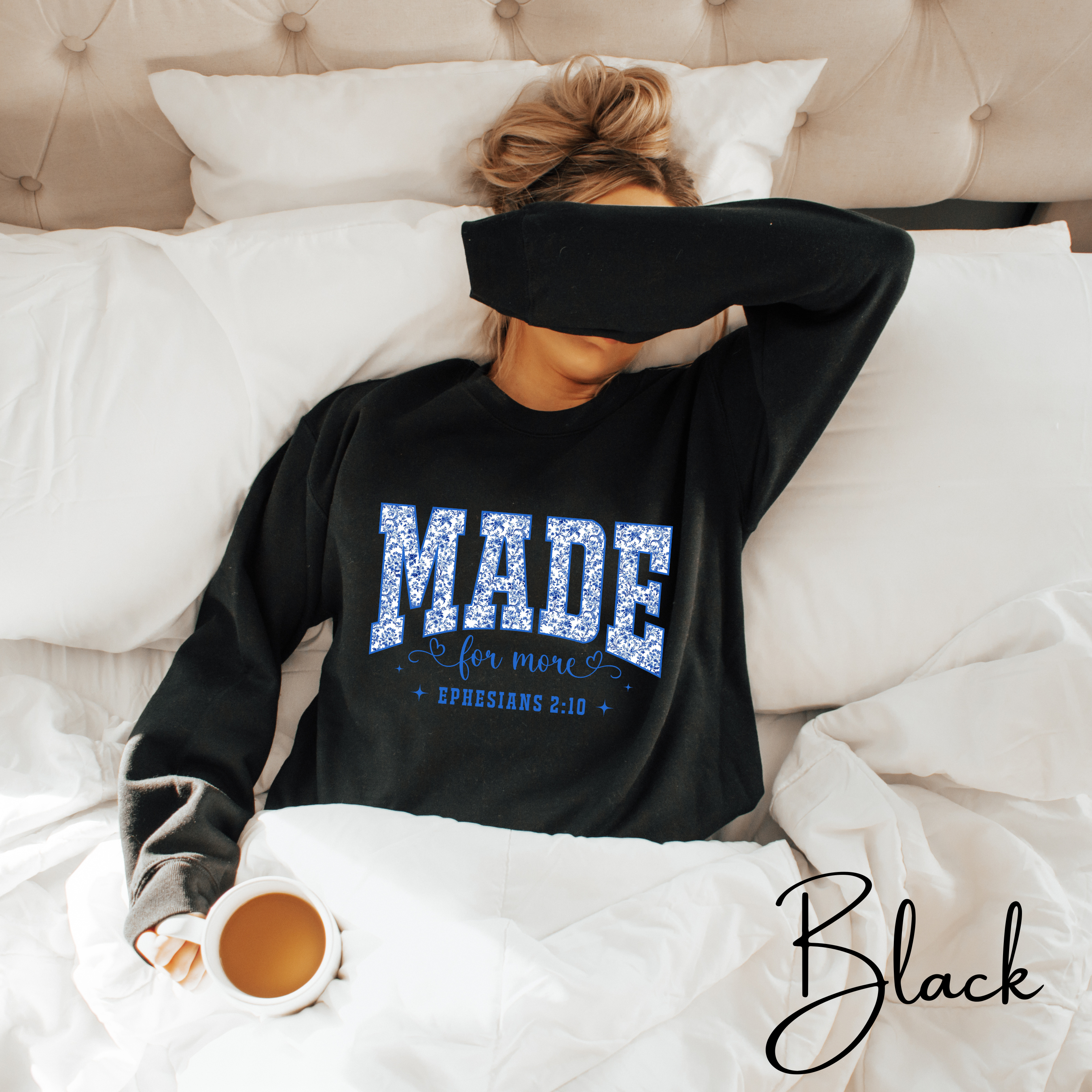 ✨ Gildan 18000 “MADE” Floral Varsity Sweatshirt | Made for More | Ephesians 2:10 | Cozy Christian Crew ✨