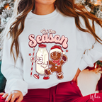 Tis the Season Retro Milk and Gingerbread Man Christmas Gildan 18000 Sweatshirt