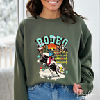 Vintage Rodeo Sweatshirt | Retro Cowboy & Bucking Bull Women’s Crewneck Gildan 18000 Sweatshirt