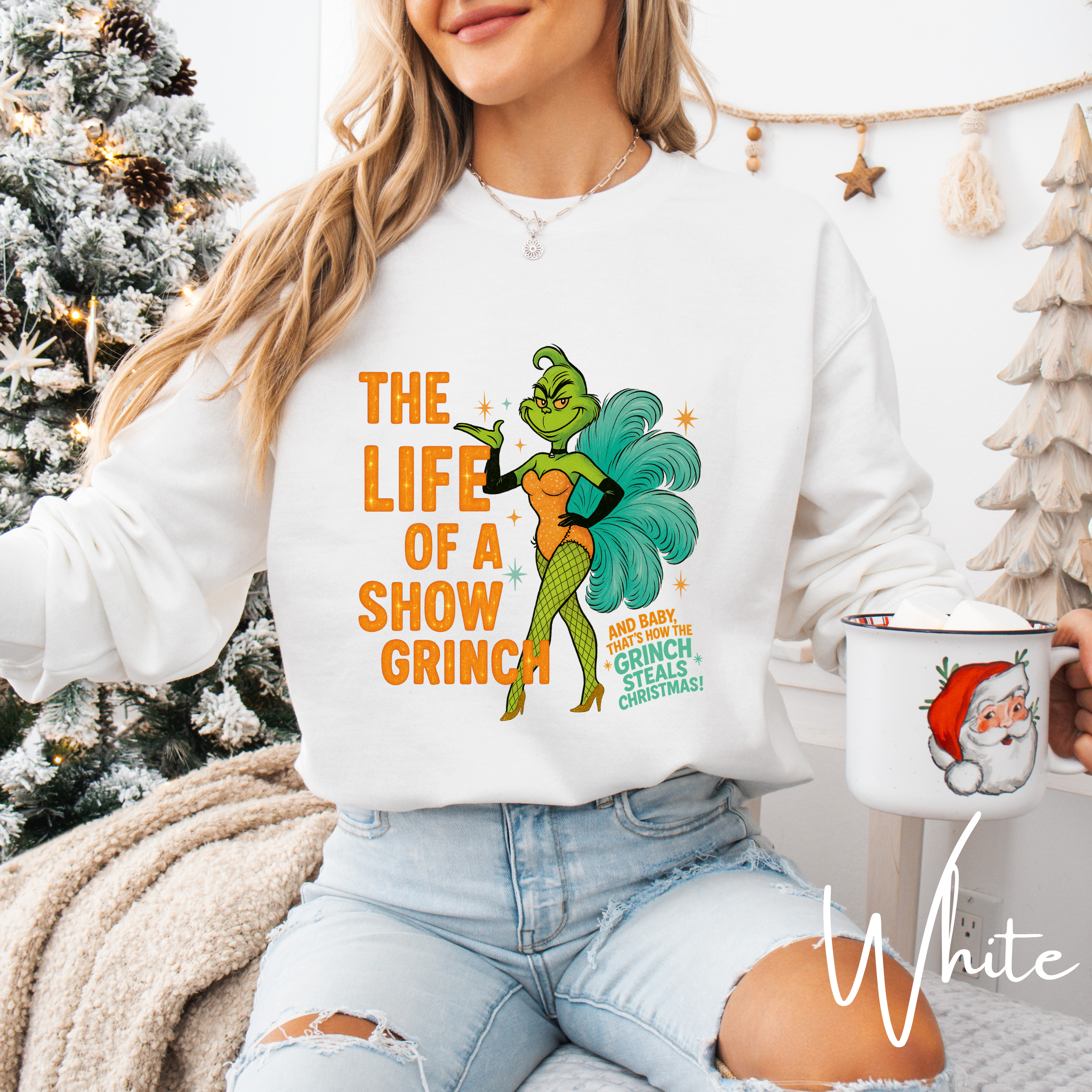 💚🎄 The Life of a Show Grinch Gildan 18000 Sweatshirt – Showgirl Grinch Holiday Crewneck • Funny Festive Performer Aesthetic