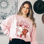 Tis the Season Retro Milk and Gingerbread Man Christmas Gildan 18000 Sweatshirt