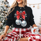 🍒✨ Disco Cherry Coquette Bow Sweatshirt – Retro Glitter Aesthetic Cozy Trendy Pullover 🎀🪩 Gildan 18000 Sweatshirt