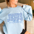 ✨ JESUS Floral Varsity Sweatshirt | Cozy Faith Gildan 18000 Crewneck | John 14:6 Faith Sweatshirt  ✨