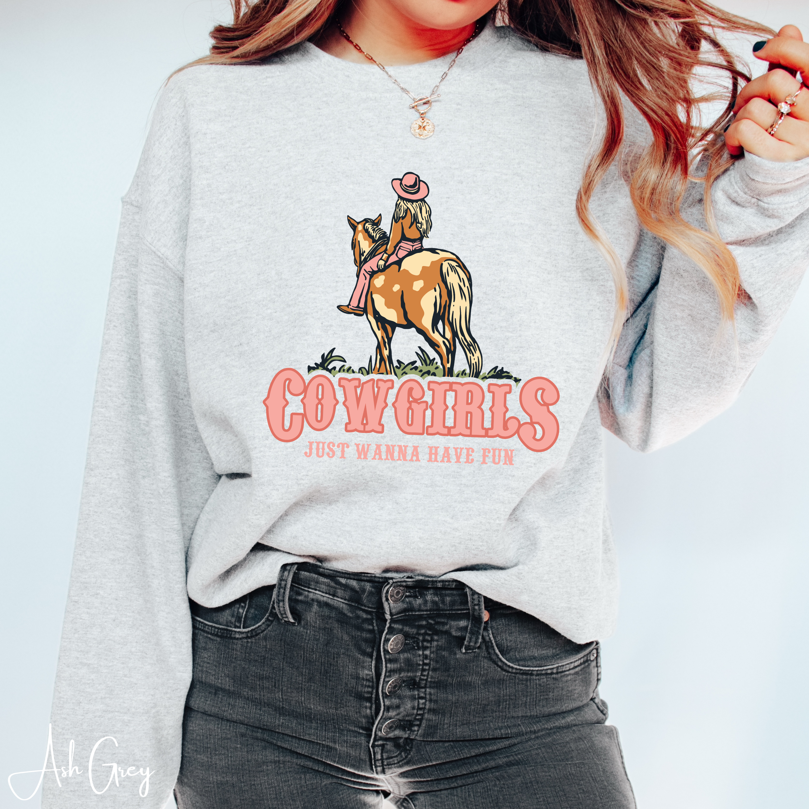 2. Retro Cowgirl Sweatshirt | “Cowgirls Just Want to Have Fun” Western Graphic Gildan 18000 Sweatshirt