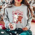Tis the Season Retro Milk and Gingerbread Man Christmas Gildan 18000 Sweatshirt