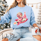 🚀 “Retro Rocket Reindeer Girl Christmas Sweatshirt” – Gildan 18000 🚀