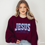 ✨ JESUS Floral Varsity Sweatshirt | Cozy Faith Gildan 18000 Crewneck | John 14:6 Faith Sweatshirt  ✨