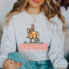 2. Retro Cowgirl Sweatshirt | “Cowgirls Just Want to Have Fun” Western Graphic Gildan 18000 Sweatshirt