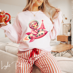 🚀 “Retro Rocket Reindeer Girl Christmas Sweatshirt” – Gildan 18000 🚀