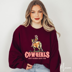 2. Retro Cowgirl Sweatshirt | “Cowgirls Just Want to Have Fun” Western Graphic Gildan 18000 Sweatshirt