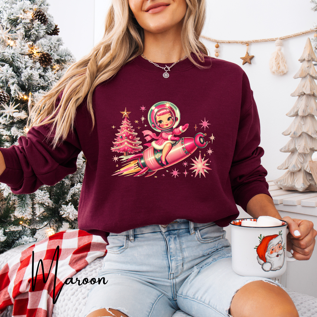 🌟 “Cosmic Christmas Cutie Rocket Sweatshirt” – Gildan 18000 🌟