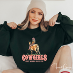 2. Retro Cowgirl Sweatshirt | “Cowgirls Just Want to Have Fun” Western Graphic Gildan 18000 Sweatshirt