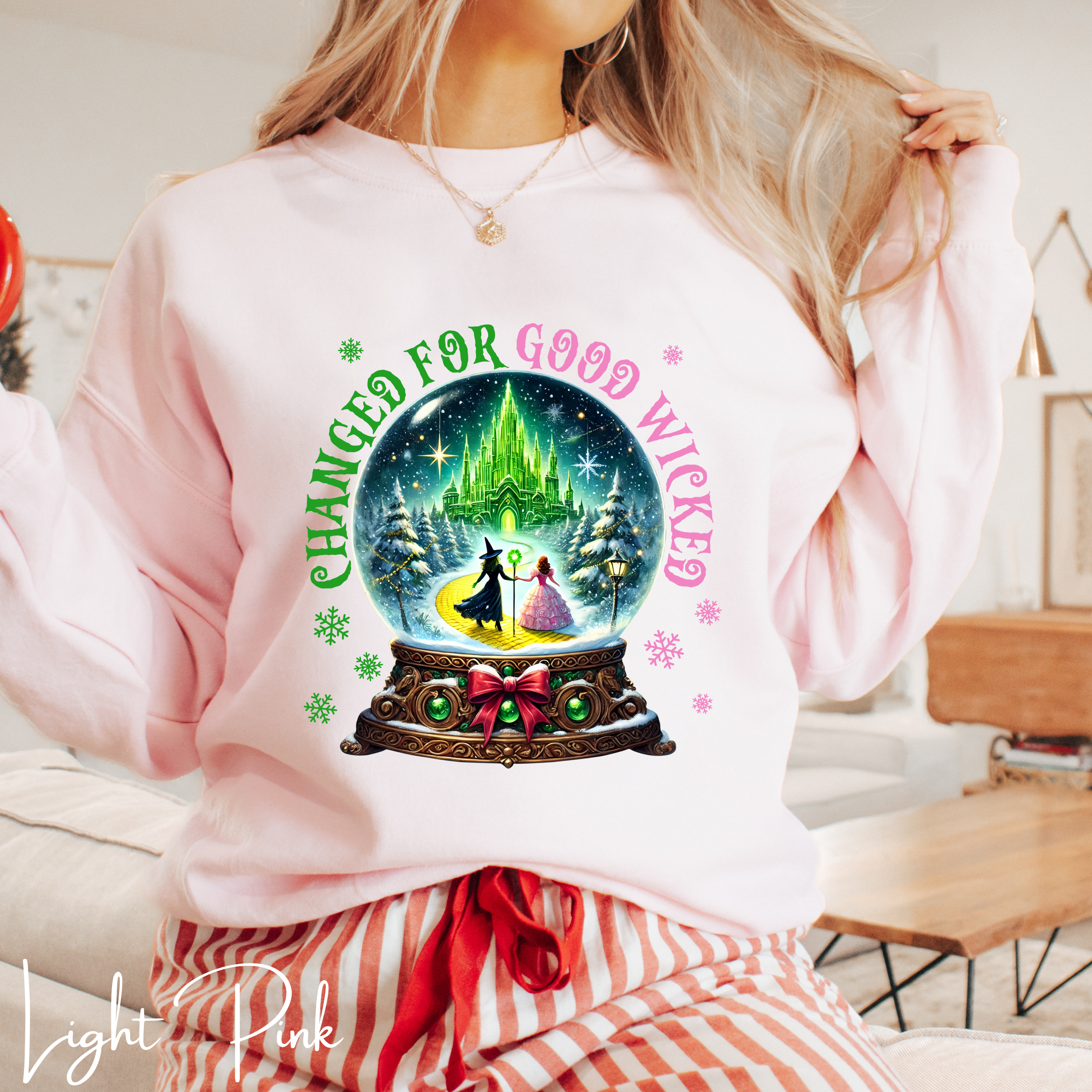 Changed for Good Wicked Snow Globe Sweatshirt ✨🧙‍♀️💚❄️ | Cozy Gildan 18000 Crewneck