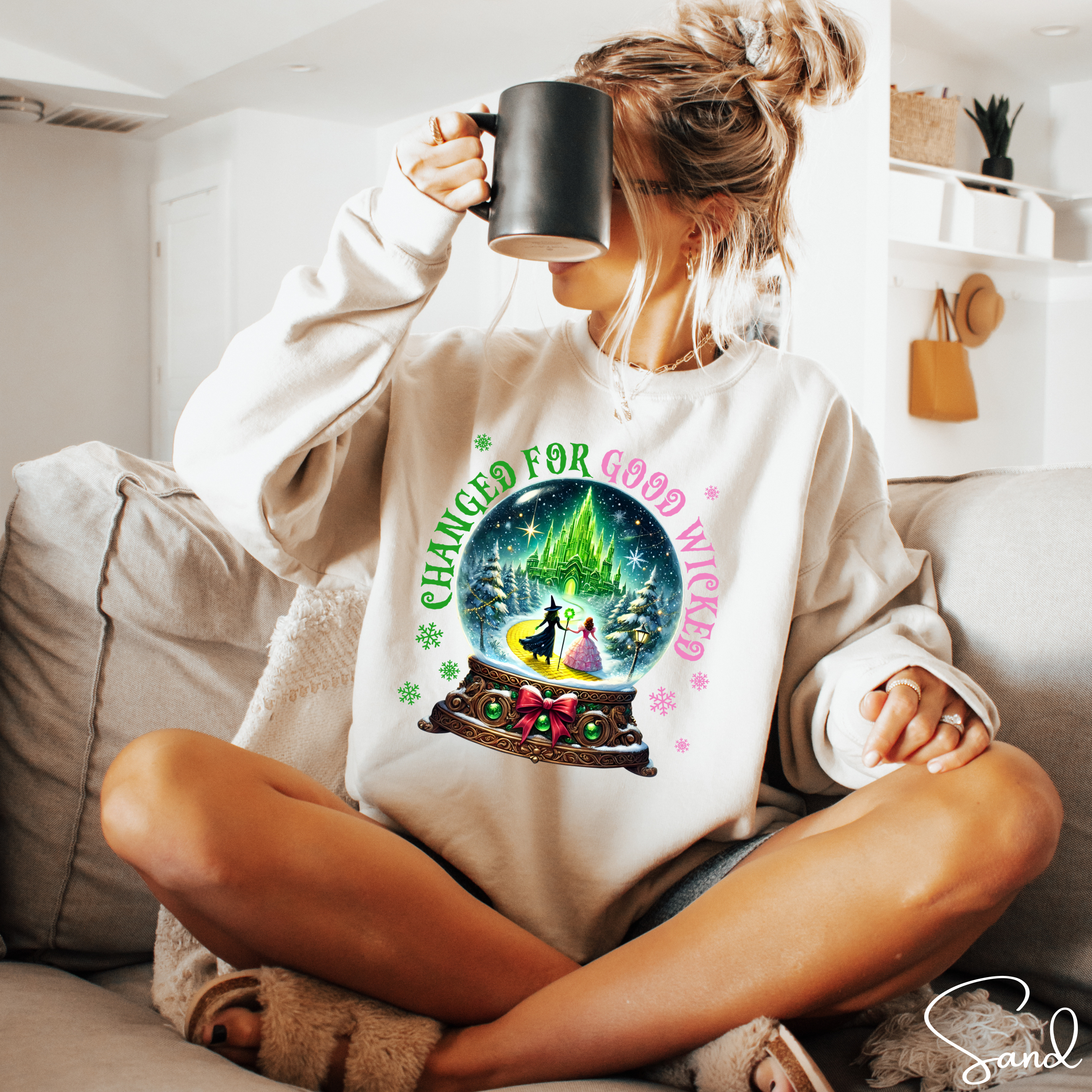 Changed for Good Wicked Snow Globe Sweatshirt ✨🧙‍♀️💚❄️ | Cozy Gildan 18000 Crewneck