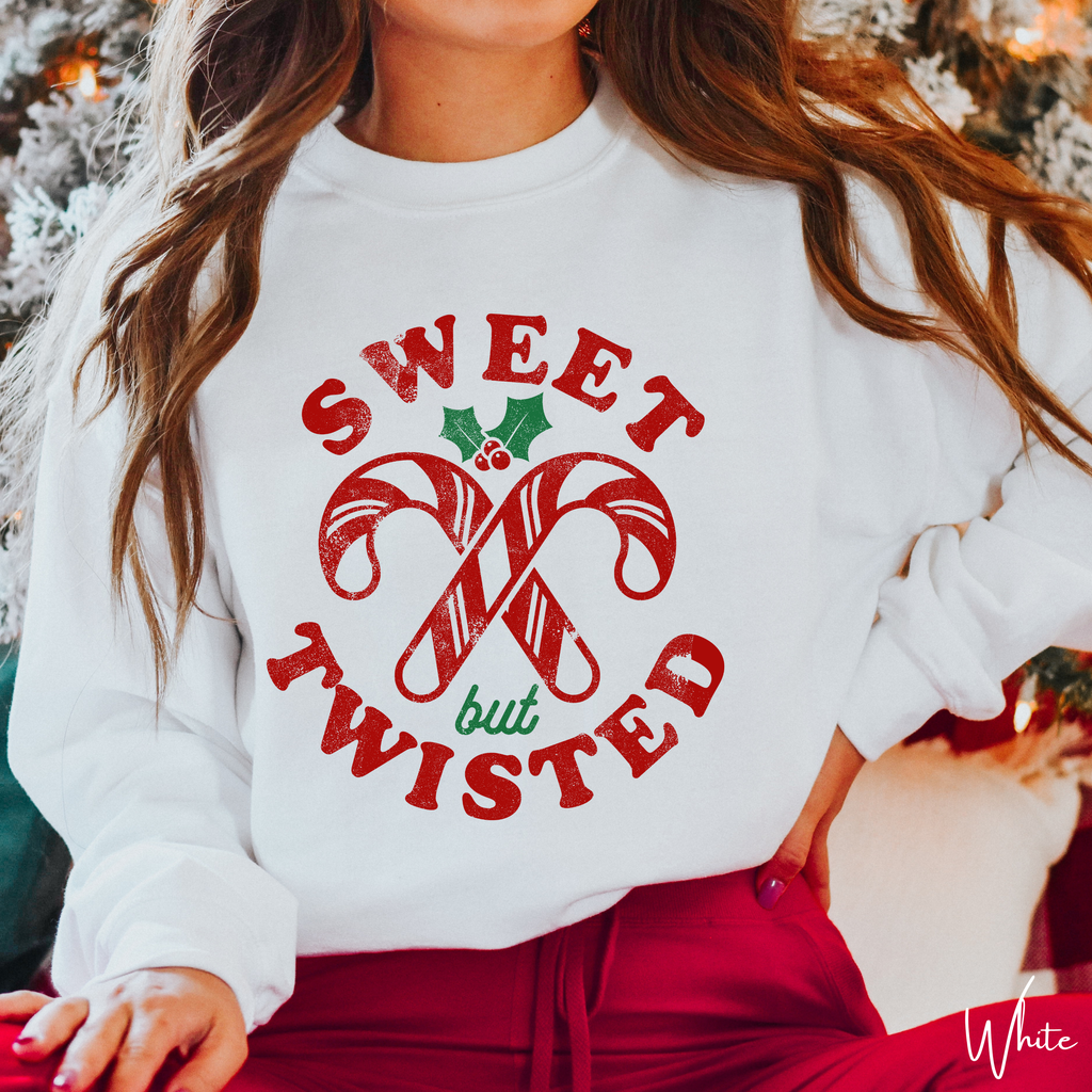 Sweet But Twisted Candy Cane Christmas Gildan 18000 Sweatshirt
