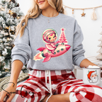 🚀 “Retro Rocket Reindeer Girl Christmas Sweatshirt” – Gildan 18000 🚀