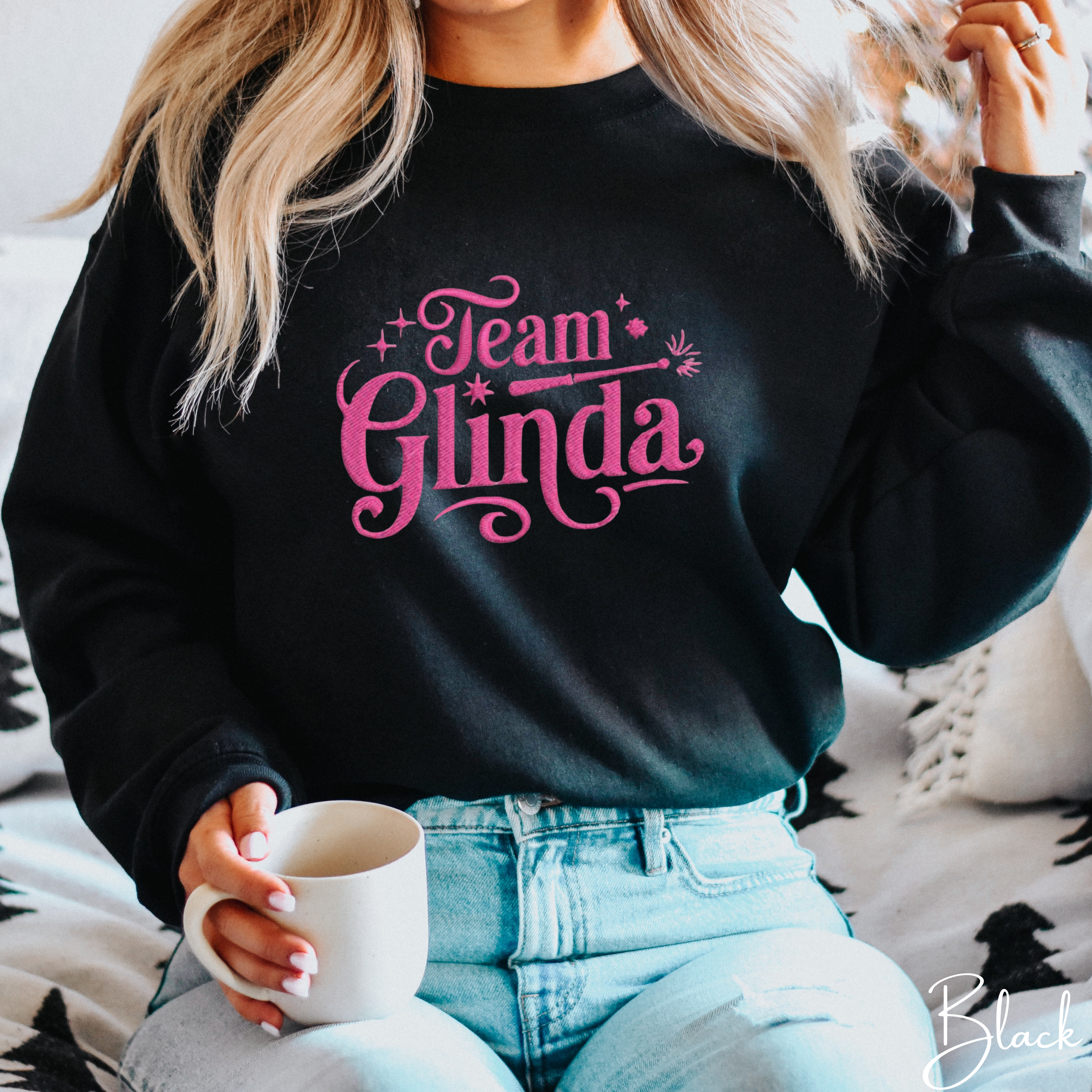 Embroidered “Team Glinda” Sweatshirt ✨💖 | Gildan 18000 | Cute Cozy Magical Aesthetic Crewneck
