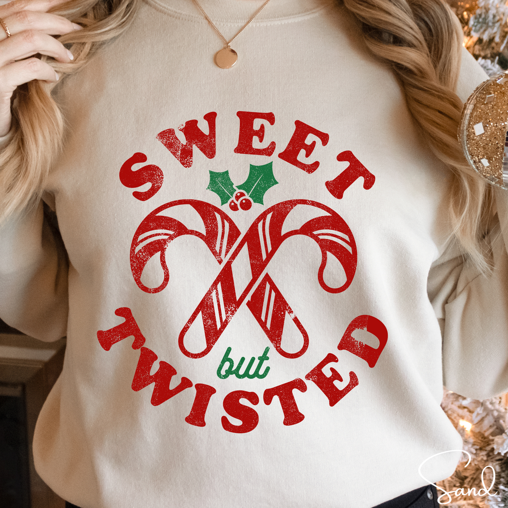 Sweet But Twisted Candy Cane Christmas Gildan 18000 Sweatshirt