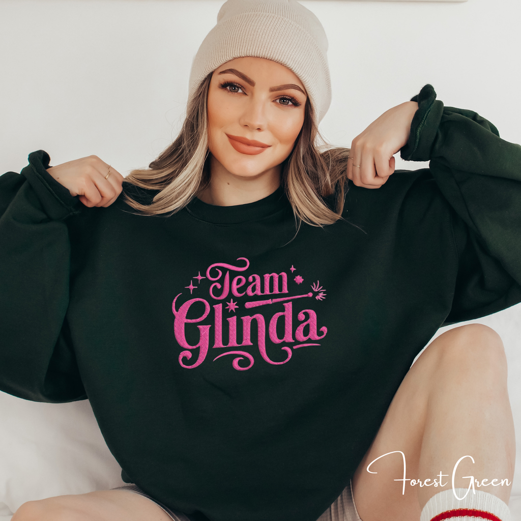 Embroidered “Team Glinda” Sweatshirt ✨💖 | Gildan 18000 | Cute Cozy Magical Aesthetic Crewneck