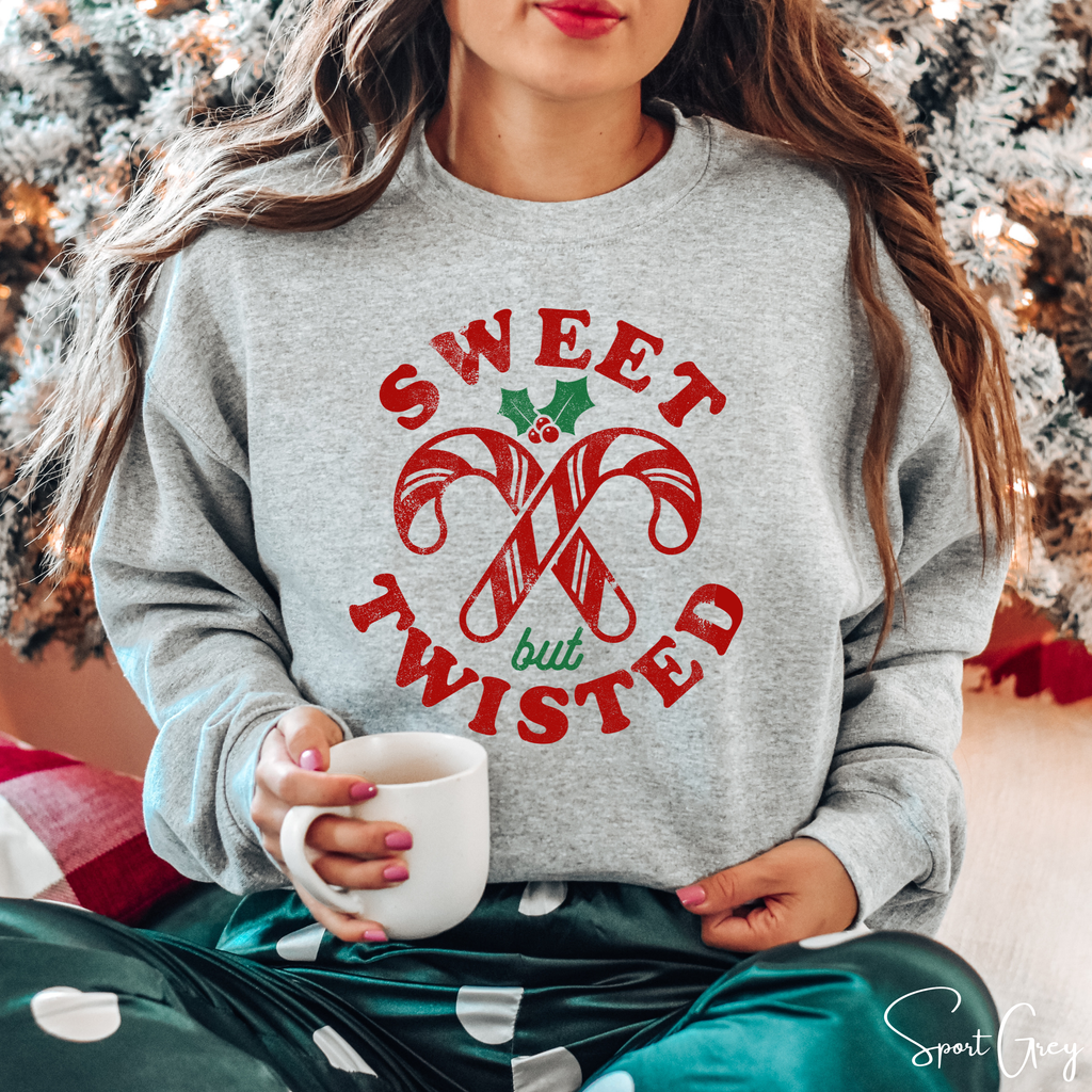 Sweet But Twisted Candy Cane Christmas Gildan 18000 Sweatshirt