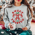 Sweet But Twisted Candy Cane Christmas Gildan 18000 Sweatshirt