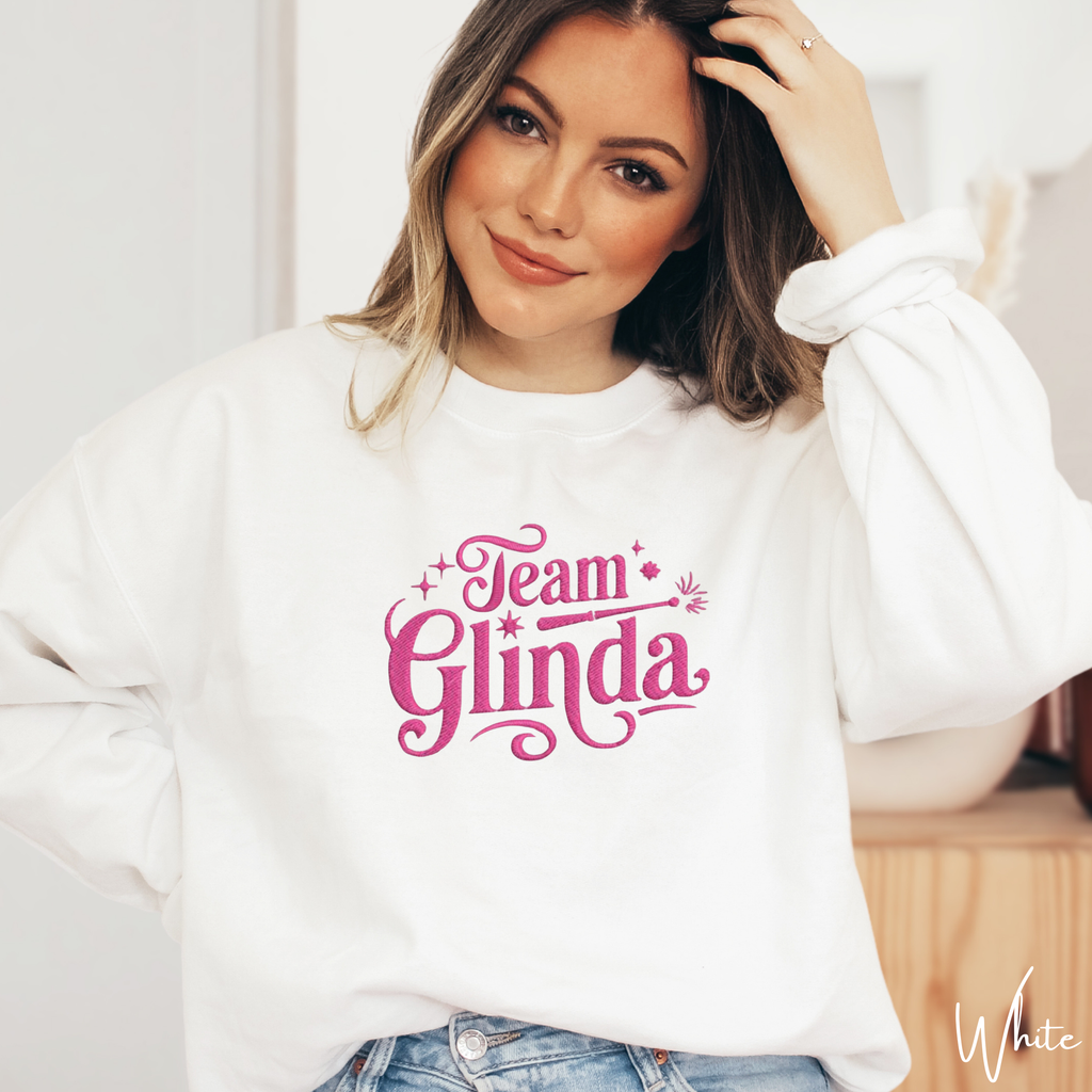 Embroidered “Team Glinda” Sweatshirt ✨💖 | Gildan 18000 | Cute Cozy Magical Aesthetic Crewneck