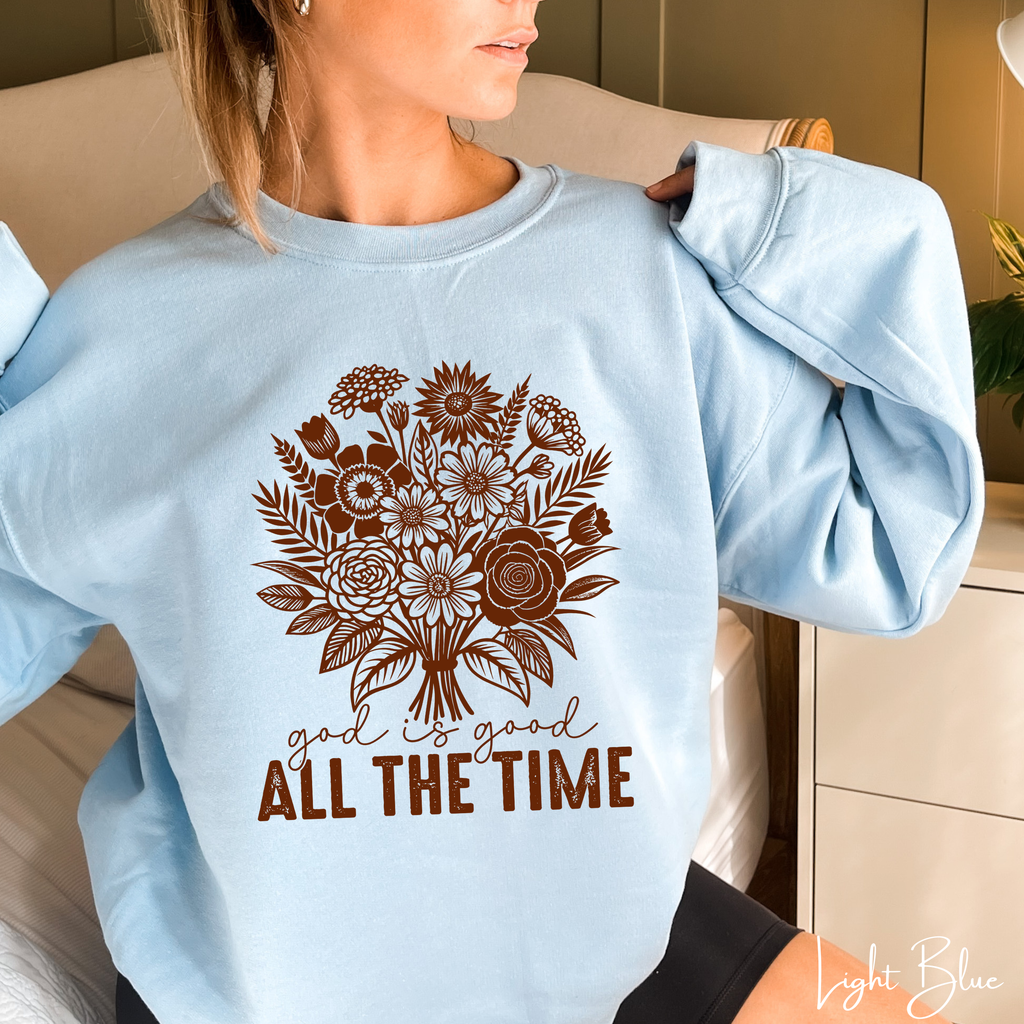 ✨ God Is Good All the Time Sweatshirt – Gildan 18000 | Christian Faith Crewneck 🌸🙏
