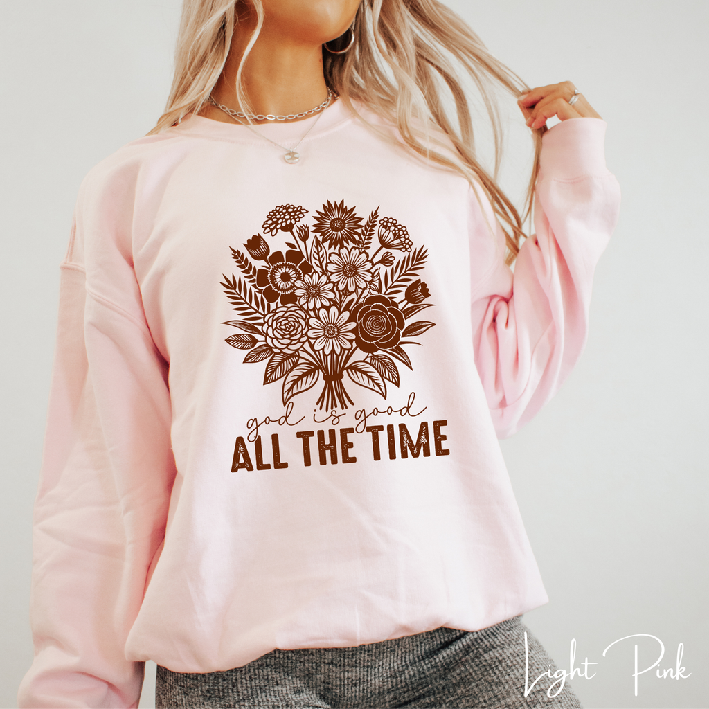 ✨ God Is Good All the Time Sweatshirt – Gildan 18000 | Christian Faith Crewneck 🌸🙏