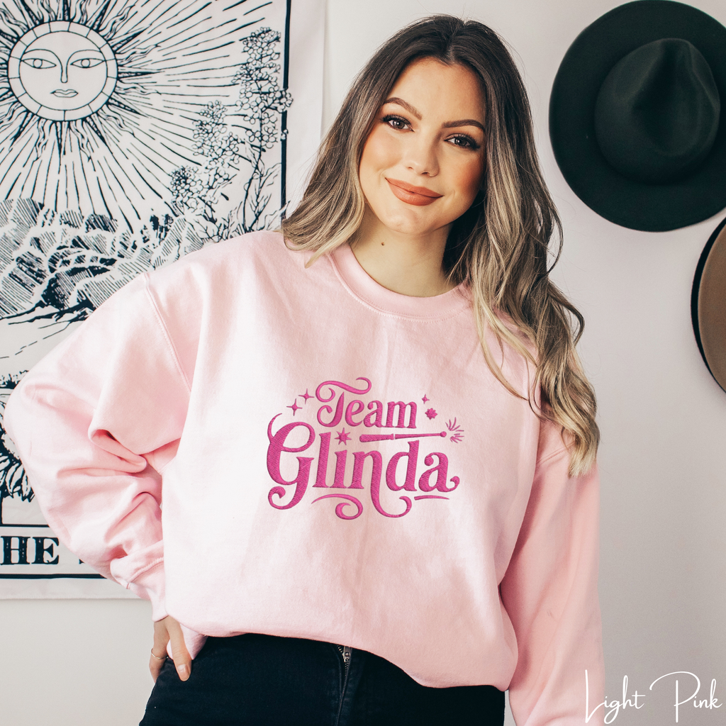 Embroidered “Team Glinda” Sweatshirt ✨💖 | Gildan 18000 | Cute Cozy Magical Aesthetic Crewneck