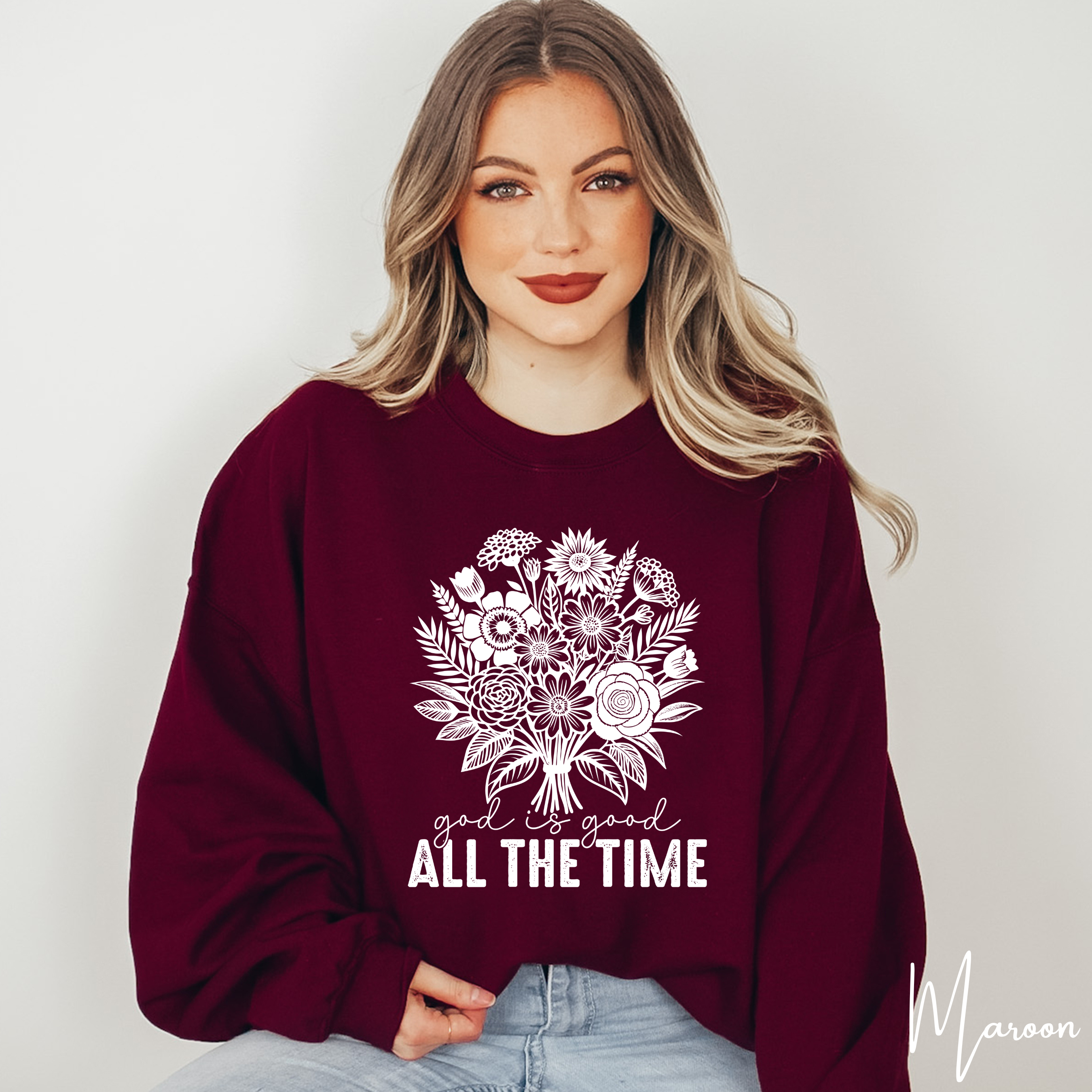 ✨ God Is Good All the Time Sweatshirt – Gildan 18000 | Christian Faith Crewneck 🌸🙏