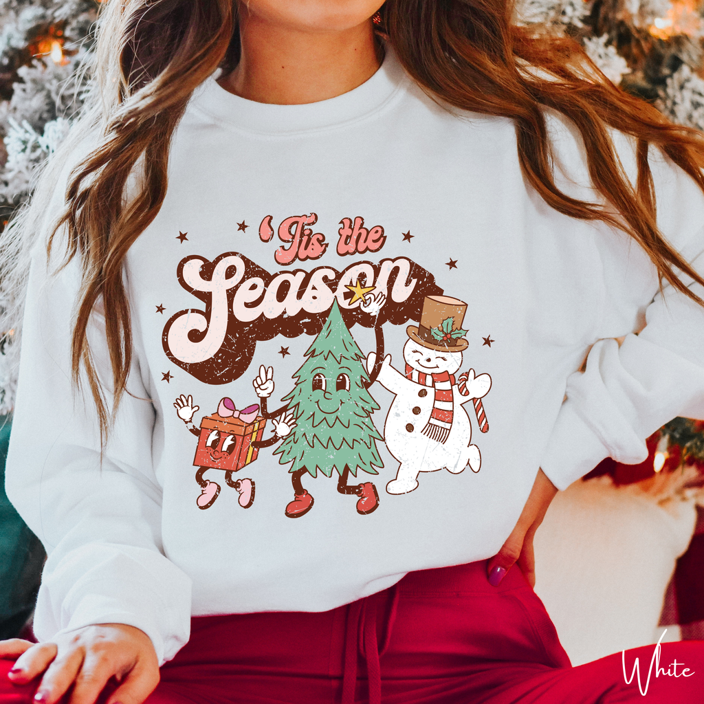 Tis the Season Retro Christmas Cartoon Gildan 18000 Sweatshirt