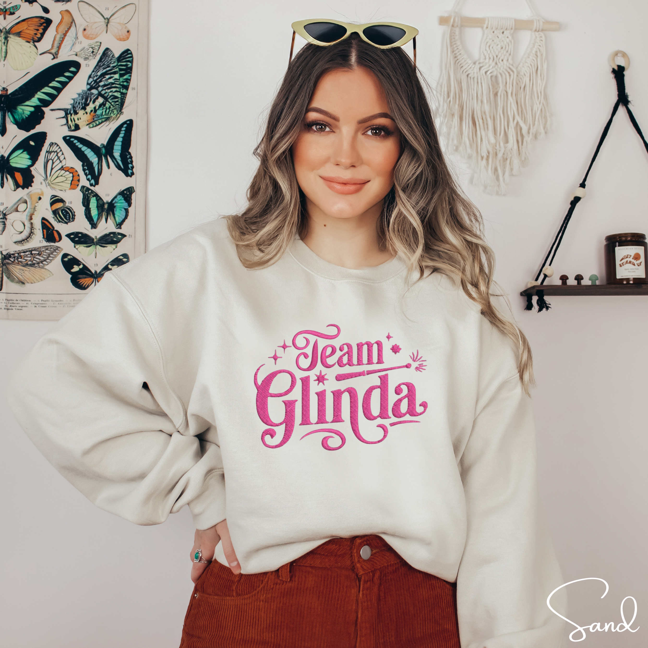 Embroidered “Team Glinda” Sweatshirt ✨💖 | Gildan 18000 | Cute Cozy Magical Aesthetic Crewneck