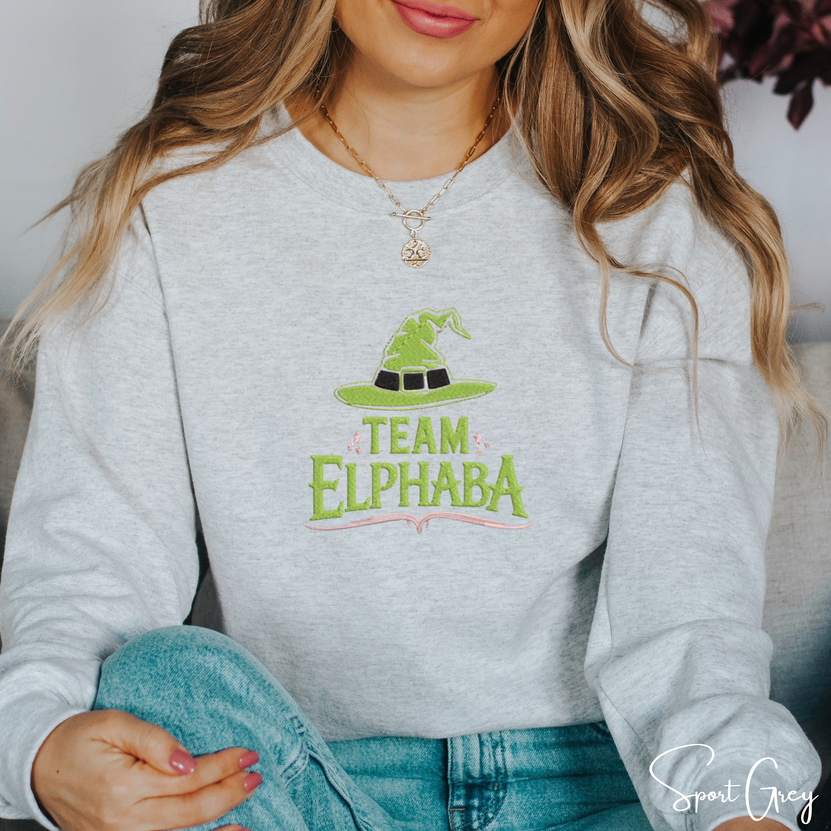 Embroidered “Team Elphaba” Sweatshirt 💚✨ | Gildan 18000 | Witchy Cozy Emerald Aesthetic Crewneck