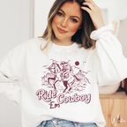 1. Ride ’Em Cowboy Vintage Bronco Sweatshirt | Retro Western Horse Riding Gildan 18000 Sweatshirt