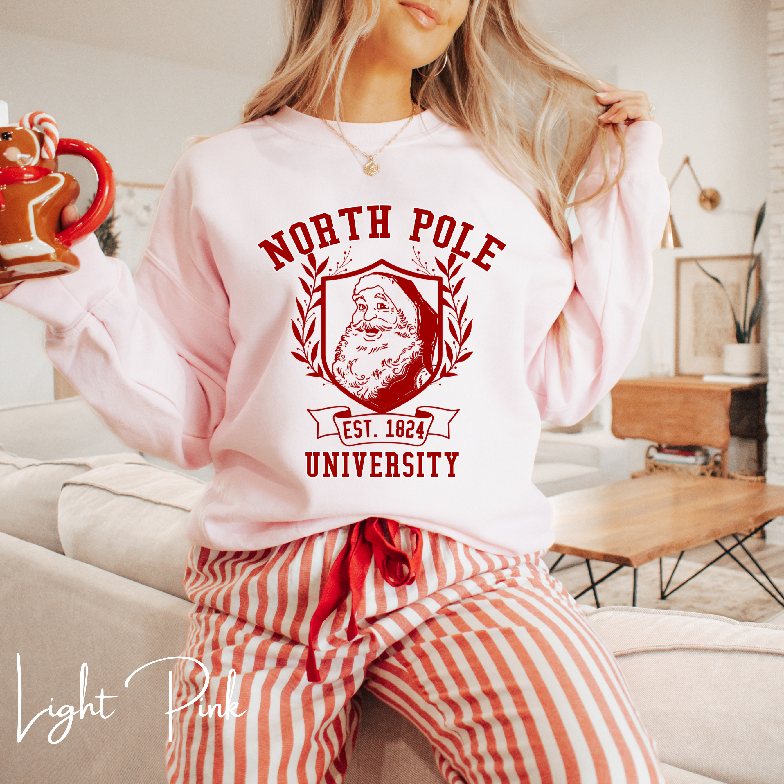 North Pole University Vintage Santa Christmas Sweatshirt Gildan 18000