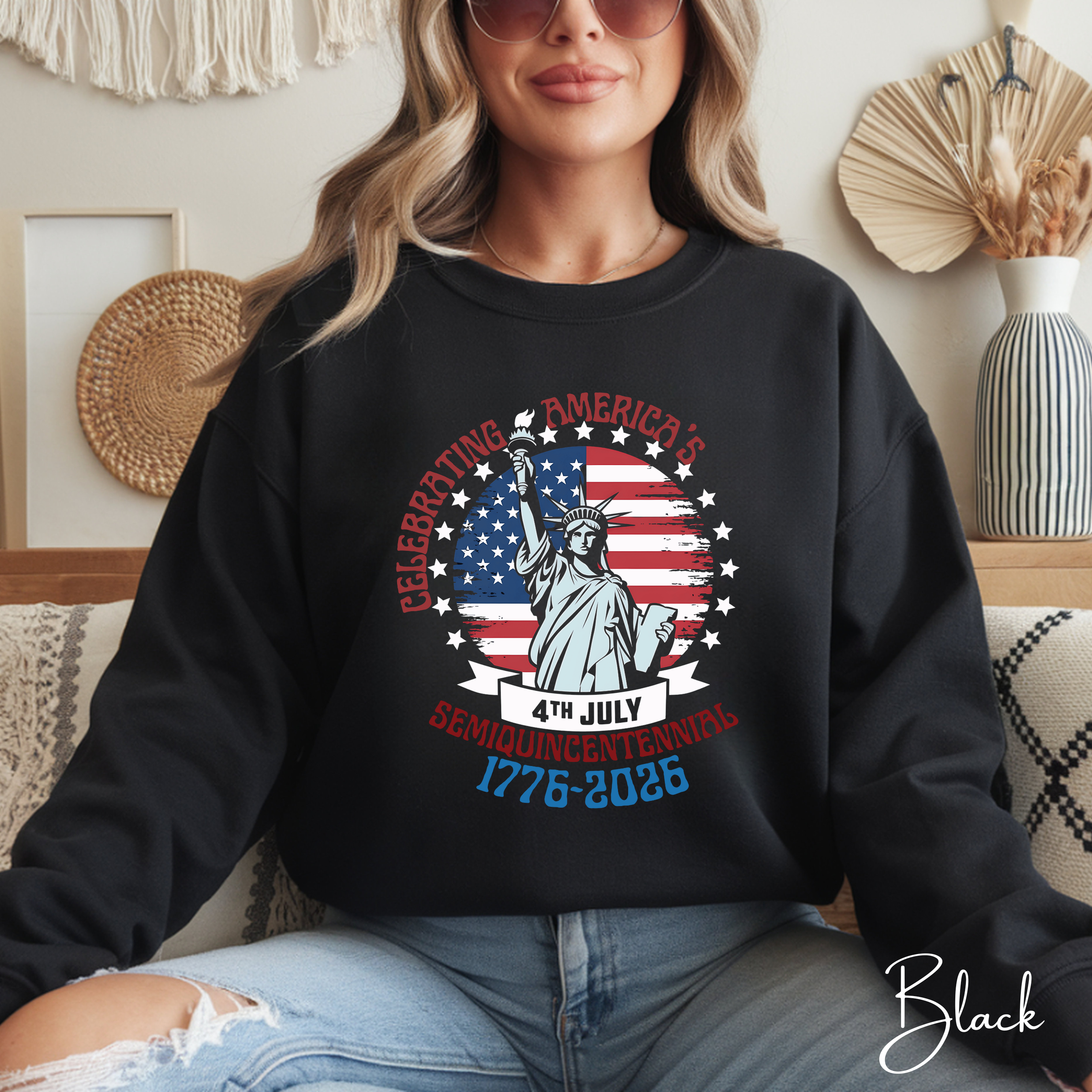 🇺🇸 Celebrating America’s Semiquincentennial Sweatshirt | Statue of Liberty Gildan 18000 | 1776–2026 Patriotic Crewneck