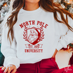 North Pole University Vintage Santa Christmas Sweatshirt Gildan 18000