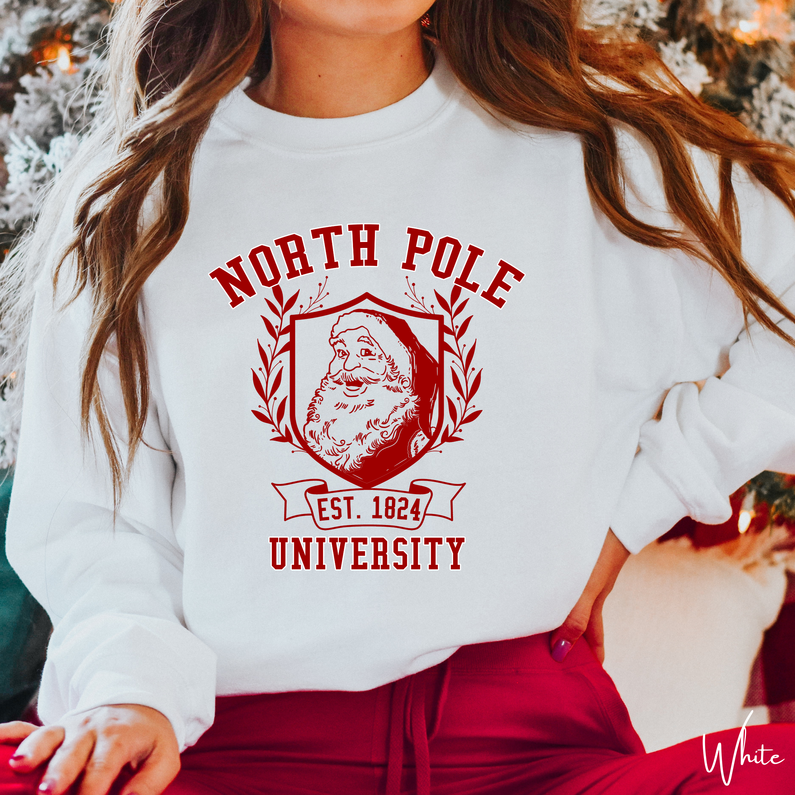 North Pole University Vintage Santa Christmas Sweatshirt Gildan 18000