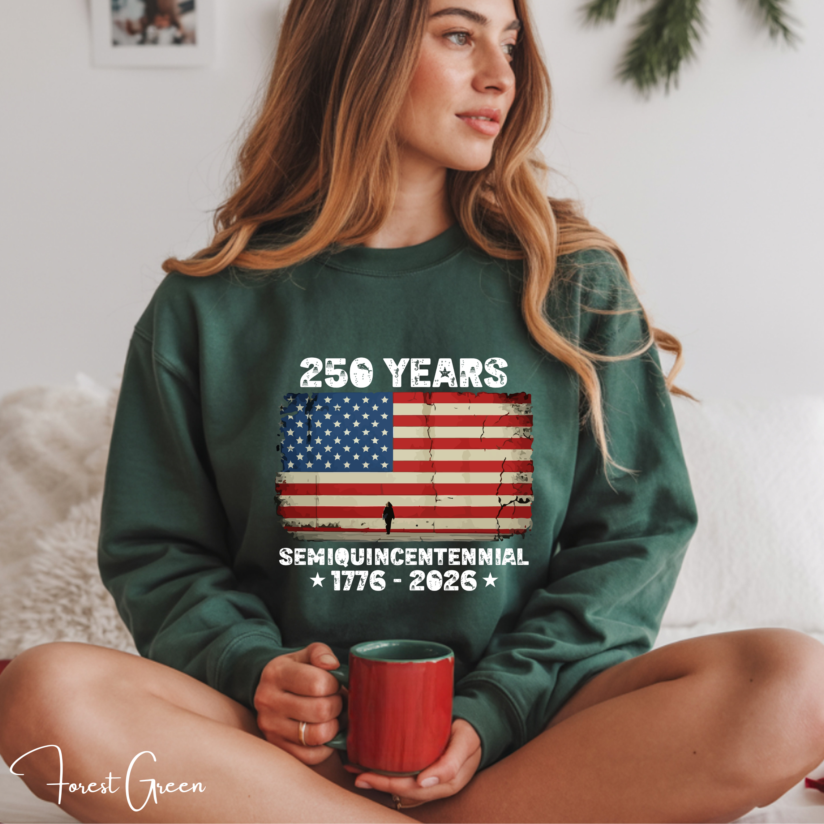 🇺🇸 250 Years Semiquincentennial USA Sweatshirt | Distressed American Flag 1776–2026 | Patriotic Gildan 18000 Crewneck