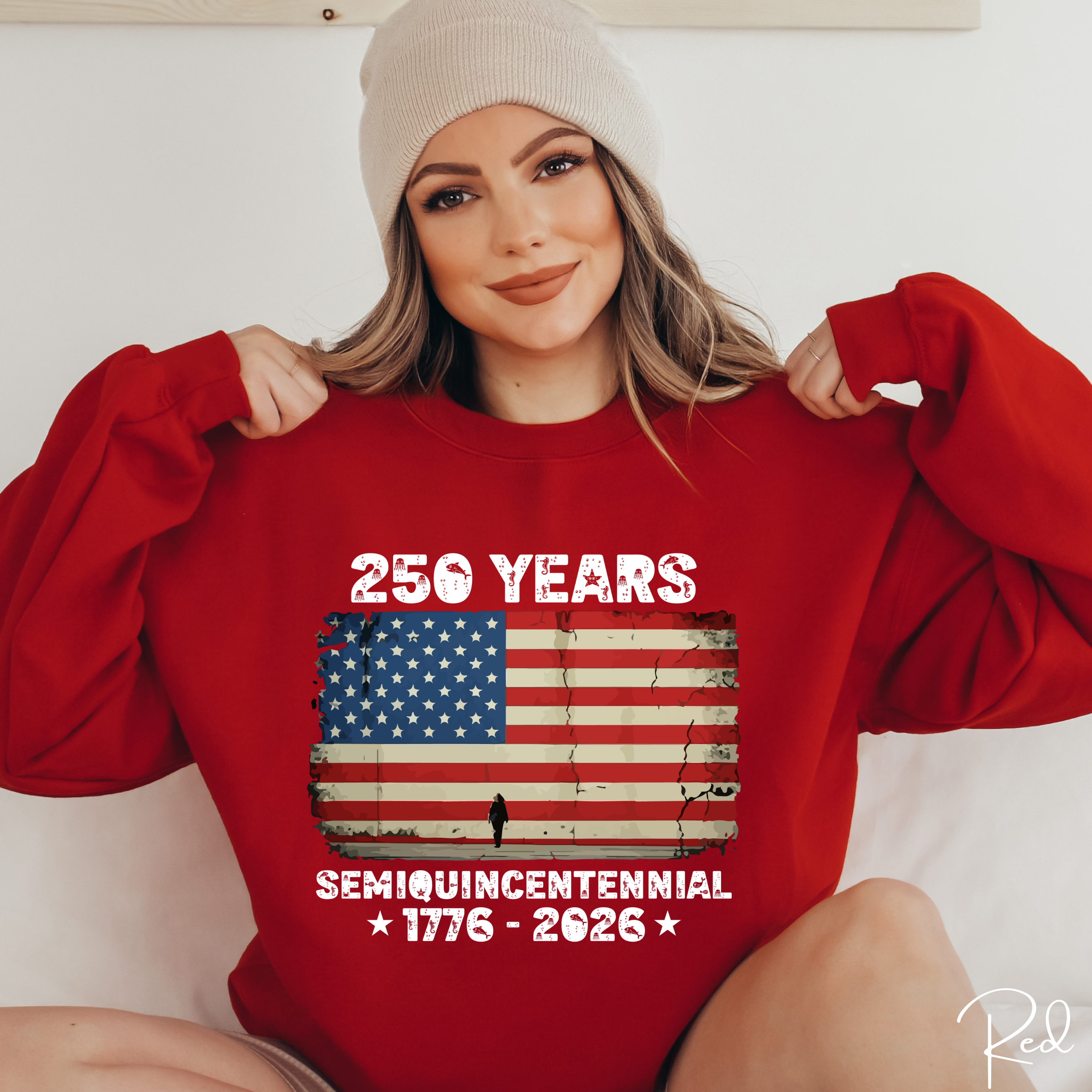 🇺🇸 250 Years Semiquincentennial USA Sweatshirt | Distressed American Flag 1776–2026 | Patriotic Gildan 18000 Crewneck