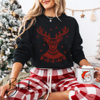 🦌🎄 Preppy Christmas Deer Sweatshirt – Gildan 18000 • Festive Turtleneck Sweater Deer with Glasses Holiday Crewneck