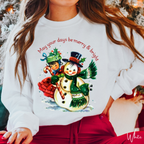 May Your Days Be Merry and Bright Sweatshirt | Vintage Snowman Christmas Gildan 18000 Sweatshirt