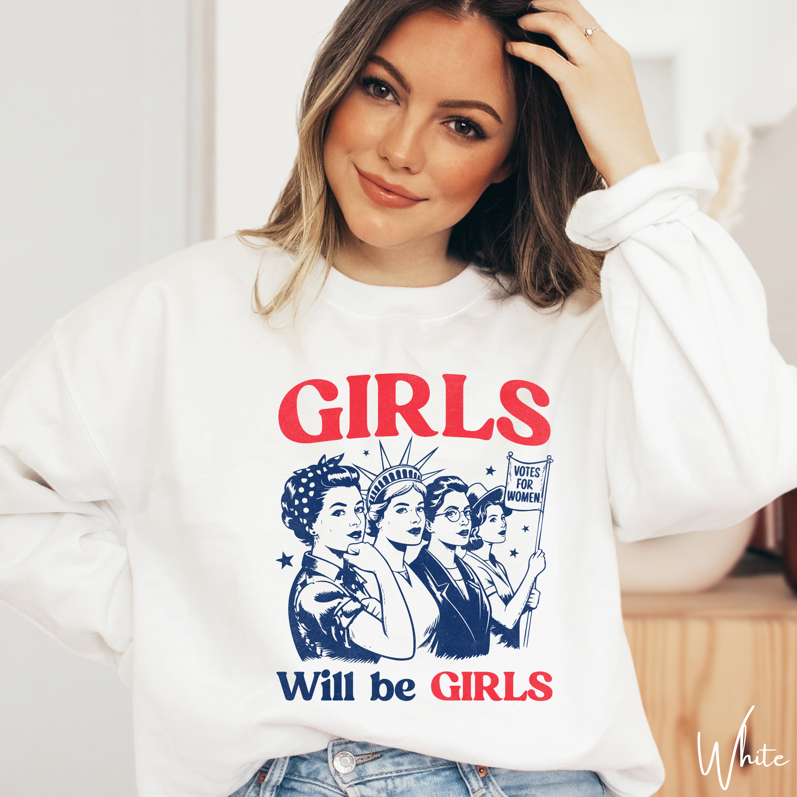 Girls Will Be Girls Shirt 💪✨ | Rosie the Riveter, Statue of Liberty &  RBG | Feminist Empowerment Sweatshirt