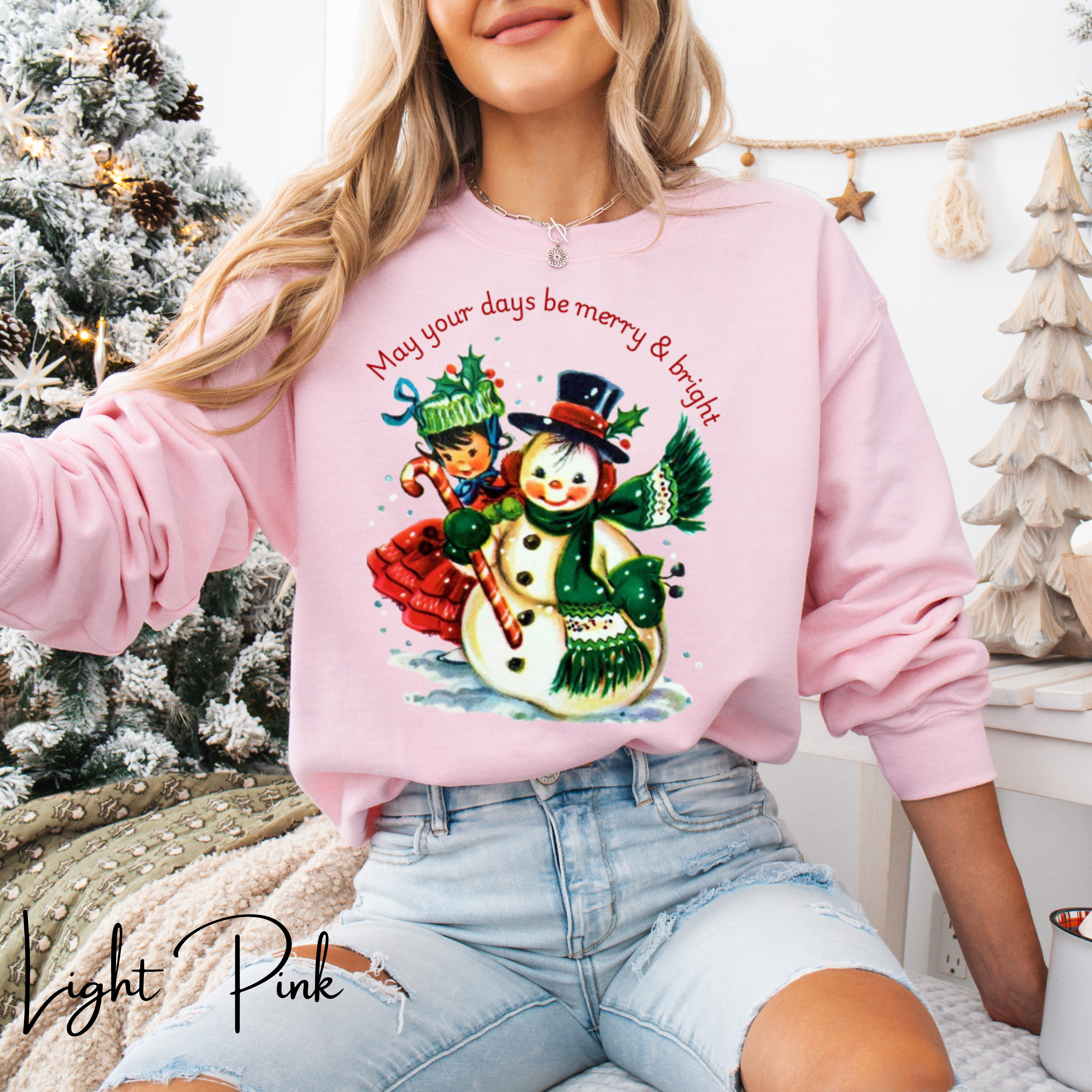 May Your Days Be Merry and Bright Sweatshirt | Vintage Snowman Christmas Gildan 18000 Sweatshirt