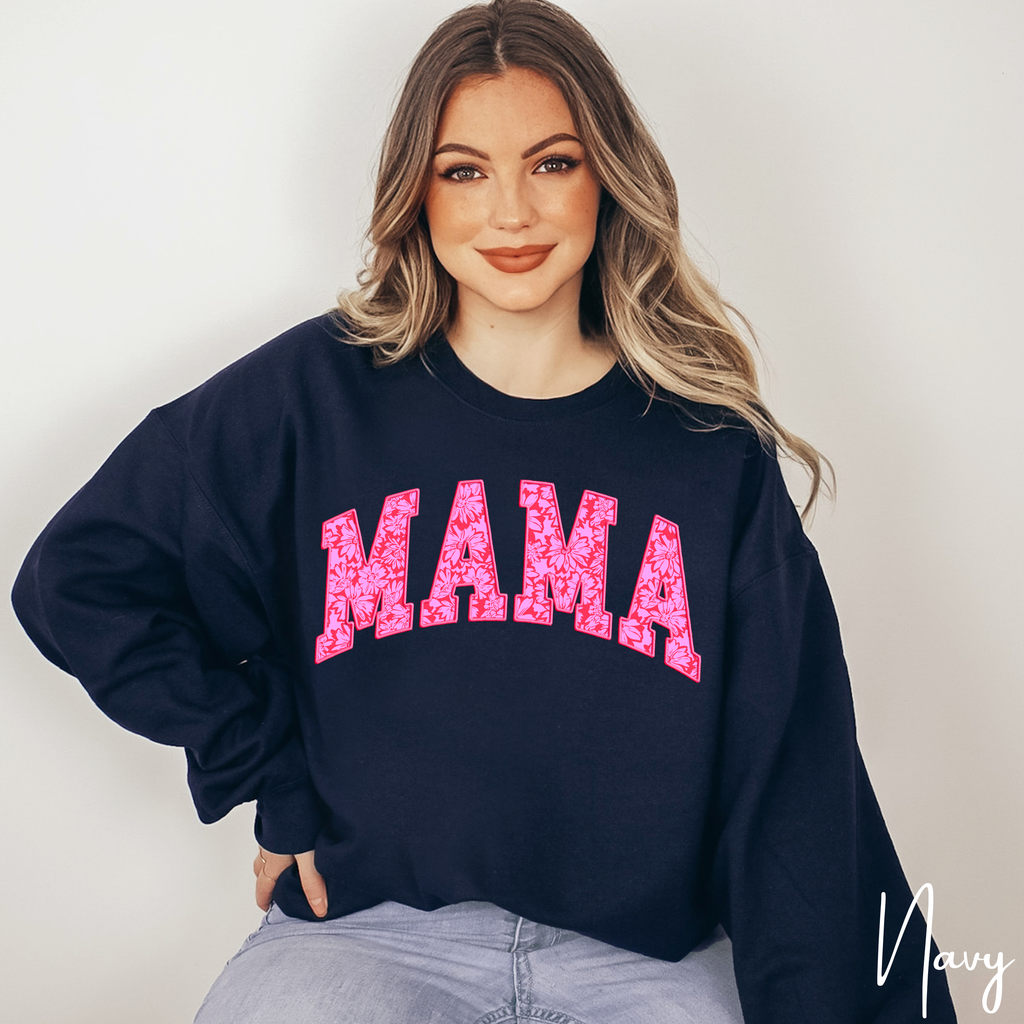 ✨ MAMA Floral Sweatshirt – Gildan 18000 | Cozy Pink Flower Mama Gildan 18000 Crewneck 💗🌸