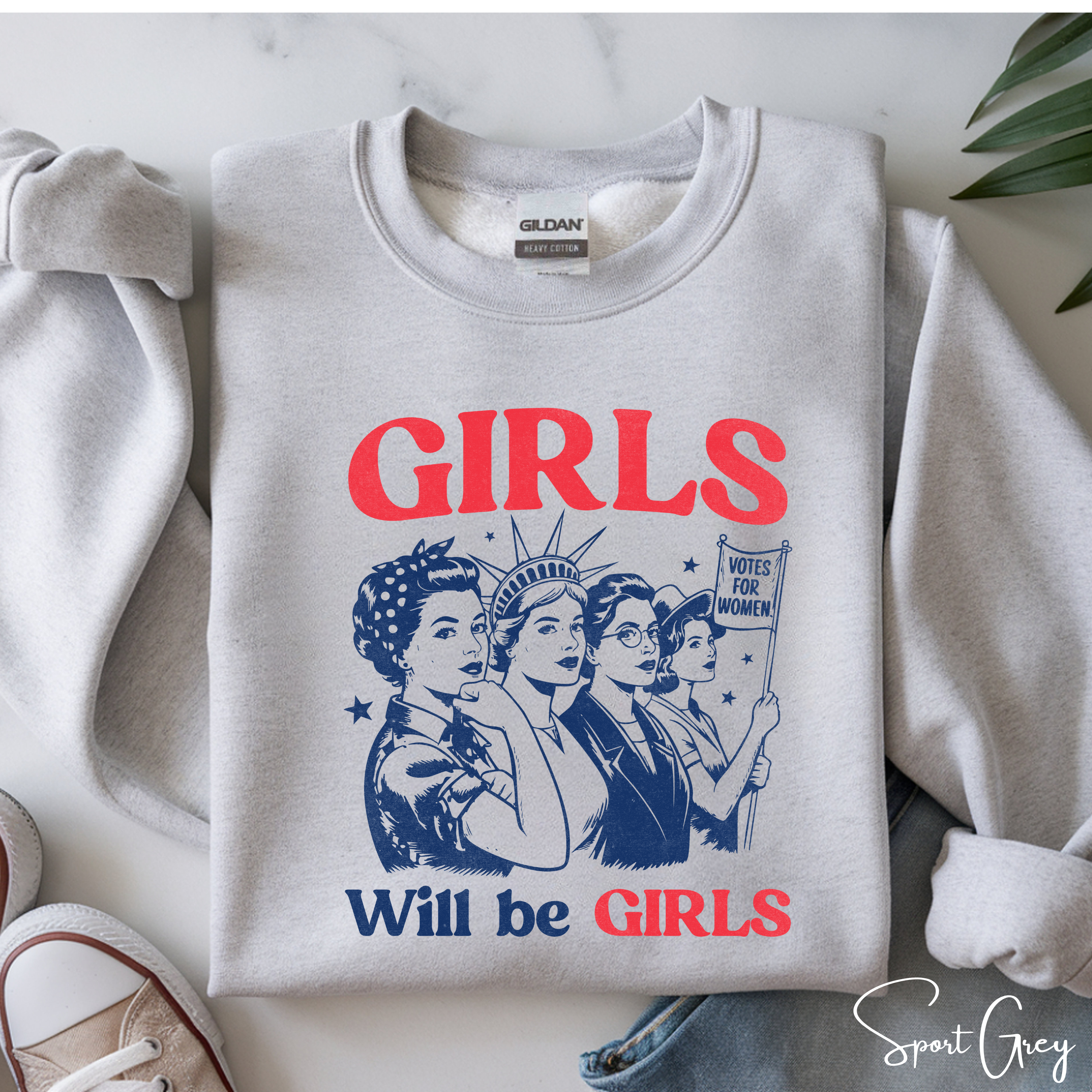 Girls Will Be Girls Shirt 💪✨ | Rosie the Riveter, Statue of Liberty &  RBG | Feminist Empowerment Sweatshirt