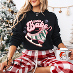 Santa Babe Retro Rollerskate Christmas T-Shirt | Vintage Holiday Graphic Gildan 18000 Sweatshirt